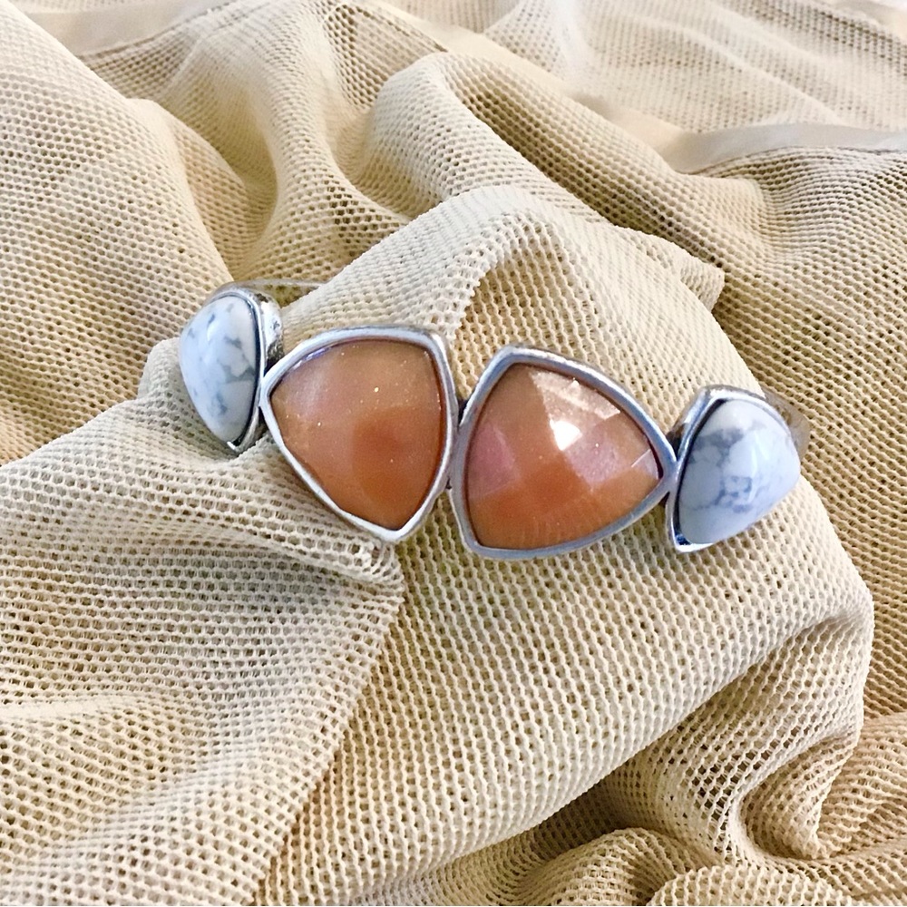 Lucky Brand Orange Sunstone Cuff Bracelet, EUC
